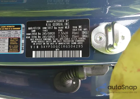 2024 Kia Telluride Sx X-Line из США, поврежденный, VIN 5XYP5DGC1RG504295